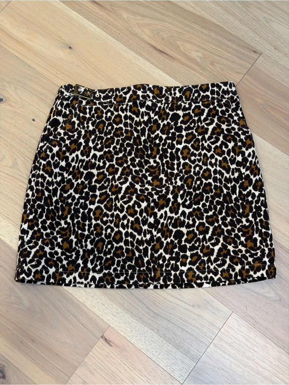 J. Crew Leopard Print Mini Skirt in Black, Brown, and Cream